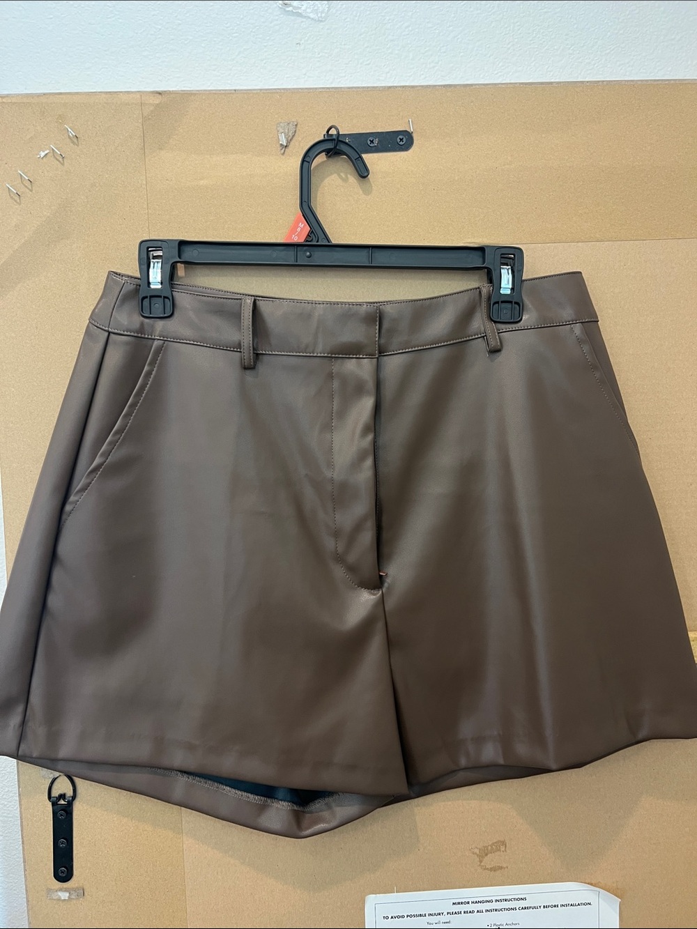 Women's Dark Brown Faux Leather Bermuda Shorts